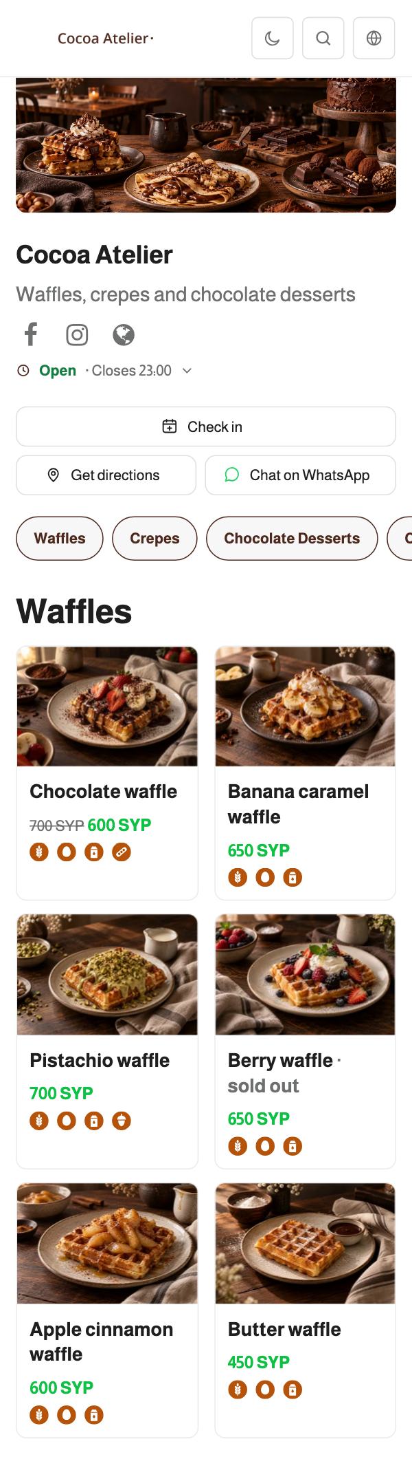 Cocoa Atelier menu